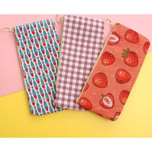 Pencil Bag Stationery Storage Organizer Pencil Case School Supplies Pencil Case School Box Pencils Pouch Stationery Straw Berry