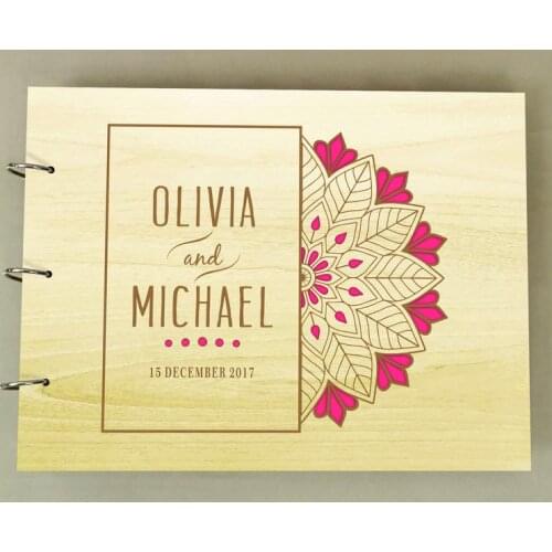 Mandala Floral Wedding Guest Book, Wedding Sign In Book, Personalized Wedding photo album with name an date