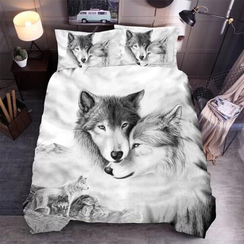 3D Wolf Bedding Set Animal Cat Bubble Duvet Cover Set for Kids Pillowcase Bed Linen Single Queen Double King Size Cute Bed
