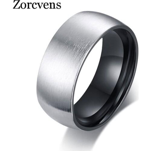 Modyle 8mm Matte Surface Men Rings Stainless Steel Black Inner Male Ring Casual Jewel Comfort Wear