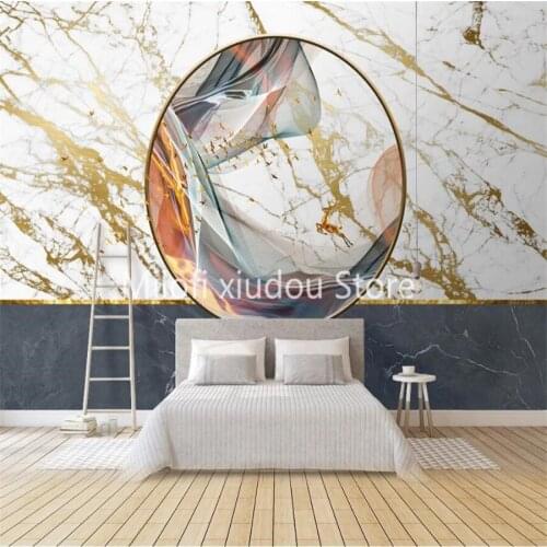 Customized 3D Mural Wallpaper Light Luxury Abstract Line Ink Landscape Marble Pattern Background Wall Decorative Painting Wallpa