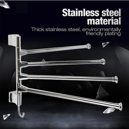 Four Stainless Steel Bathroom Towel Bars Bathroom Towel Rack Hooks Wall Mounted Towel Holder Household Storage HWC