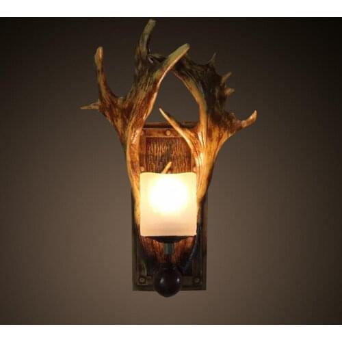 2017 Nordico Retro Wall Lamp American Country Wall Light Resin Deer Horn Antler Lampshade Decoration Sconce 110-240V New Year