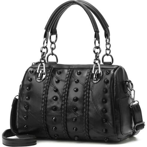 2020 new rivet womens handbag black fashion female bag rivet decoration shoulder bag lady messenger bag W-3055