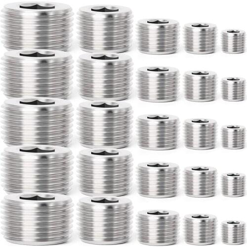New 25Pcs Stainless Steel Internal Hex Thread Socket Pipe Plug Fitting 1/8 Inch 1/4 Inch 3/8 Inch 1/2 Inch 3/4 Inch NPT Male