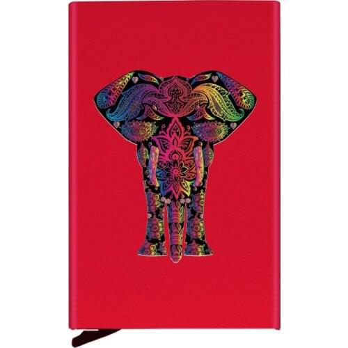 Charm Metal Case Mysterious Elephant Printing Credit Card Holder Men Slim Anti Protect Travel ID Cardholder Women Rfid Wallet