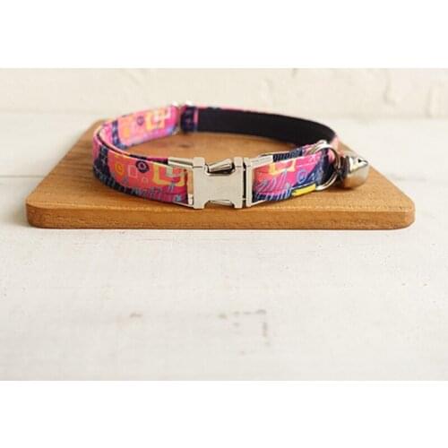 Pet Small Dog Collar THE DEEP GRAFFI Fashion Adjustable Cat Nameplate ID 2 Sizes Poly Satin And Nylon Cat Collar Sash Small Bell