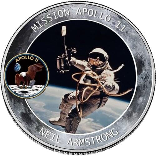 New Apollo 50th Anniversary Commemorative Coin US Space Astronauts on the Moon Footprint Coins Collectibles Li