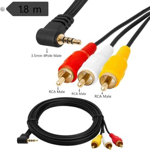 ERE 3.5mm Male Audio Stereo Jack to 3 RCA Female AV Camcorder Adapter Connector Extension Cable 90 Degree Angled 4 Pole