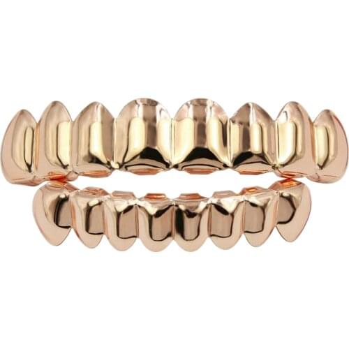 Plated Top Bottom Hip Hop Teeth Grills Mouth Grills Punk Teeth Tooth Piercing Rapper Jewelry for Cosplay Party