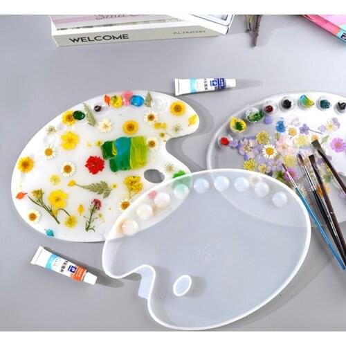 Handmade Artist Paint Palette Resin Casting Mold Oval Shape Art Palette Resin Mold DIY Oil Paint Pallete Painting Molds Soap Mak