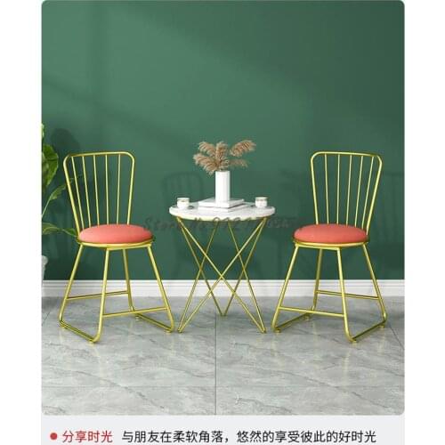 Nordic ins wrought iron net red chair simple backrest makeup chair manicure chair simple modern home leisure chair