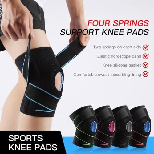 Sports Knee Pads Cross Fit Compression Strap Gym Silicone Spring Support Kneepads Basketball Riding Knee Patella Protector Brace