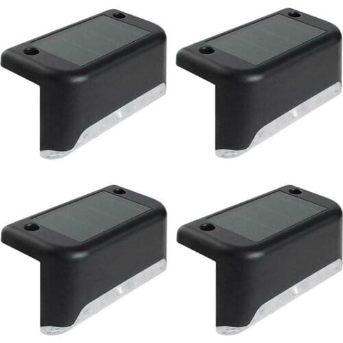 Hot 4Pcs Solar Powered LED Deck Lights Outdoor Path Garden Stairs Step Fence Lamp Black