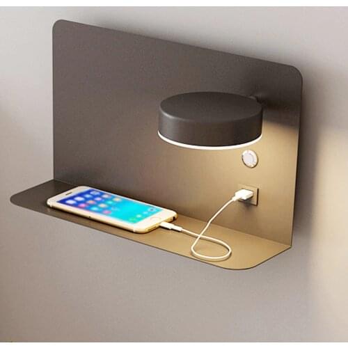 LED Wall Lights With Switch And USB Interface Fashion White Black Lamp Fixture Corridor Aisle Lighting Art Luminaire ZM111202