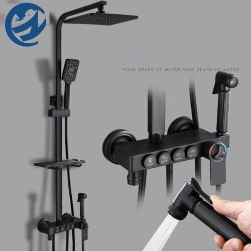 Black/Chrome Thermostatic Rain Shower Faucet Bathoom Faucet Sprayer Hot Cold Mixer Crane Spout Faucet Bidet Faucet Taps