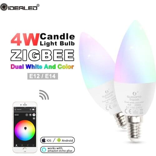 Zigbee hub Smart led light bulb rgbw/rgbww smart APP control Dimming E14 By Zigbee Echo plus Lightify Hub,Homee,Smart Friends