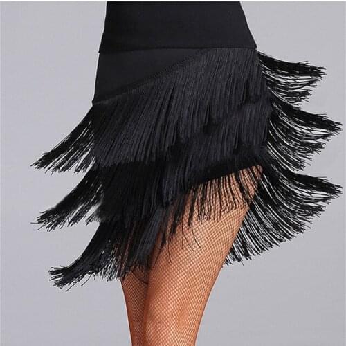 Sexy Women Latin Dance Skirt rumba Samba Tango Layers Tassels Fringes Dress Competition Performance Salsa Lady Dance Costume