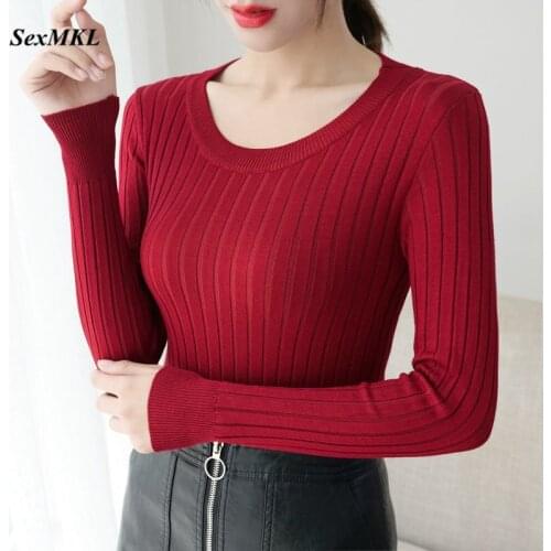 Women Sweater Pullover 2020 Fashion Autumn Winter Truien Dames Red Black Casual Tops Knitted Pullovers Long Sleeve Pull Femme