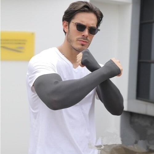 1PC Ice Fabric Cooling Arm Sleeves UV Protection Breathable Fitness Armguards Outdoor Men Running Cycling Arm Warmers Elbow Pad