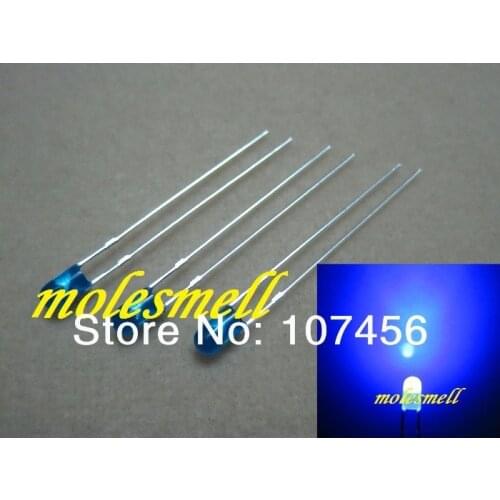 100pcs 3mm diffused Blue Round Flangeless blue lens LED Leds Free Resistors free big/wide angle led