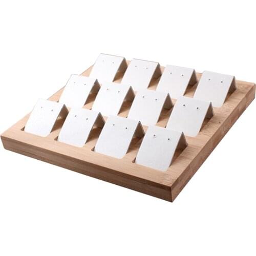 12 Pair Earring Cards, Velvet/Leatherette Bamboo Earrings Display Card Holder for Jewelry Accessory Display, 3 Colors
