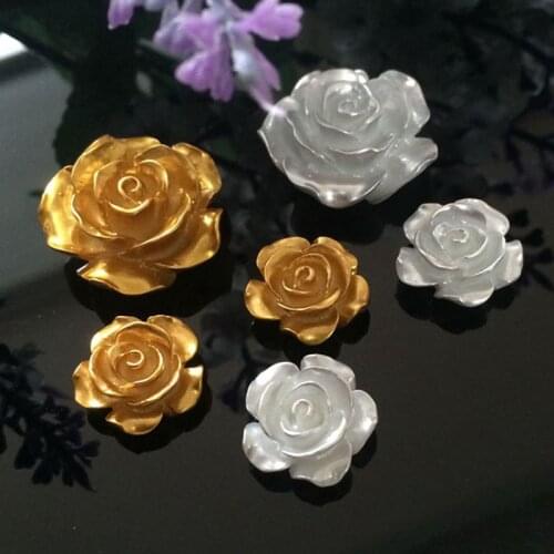 12 PCS Gold/silver size optional Resin Flower Flatback Cabochon Scrapbooking Craft 30/25/15MM 009005050