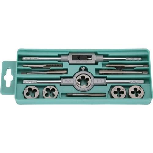 12pcs Tap Dies Set M6-M12 Screw Thread Metric Plugs Taps Carbon Steel Hand Screw Taps Hand Tools
