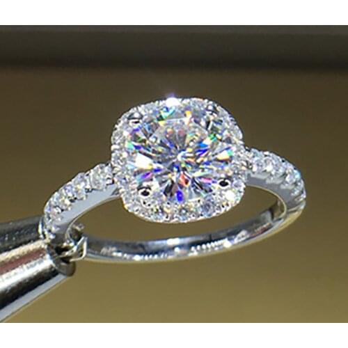18K Au750 White Gold Women Ring Moissanite Diamonds 1 2 3 4 5 Carat Round Cushion Wedding Party Engagement Anniversary Ring