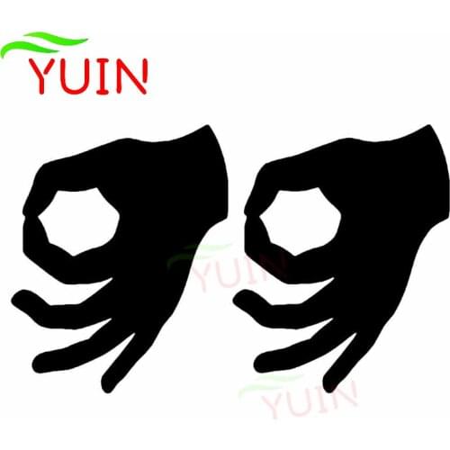 2 Packs You Look Peeping Hand Car Stickers Fashion Car Window Decoration PVC Waterproof Decals Black/white/red/laser/silver