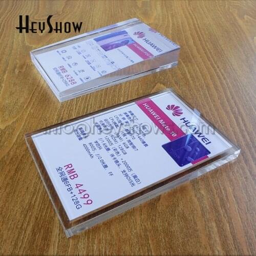 20 PCS Desktop Acrylic Phone Price Tag Holder Tablet Price label Display Stand Transparent Commodity Price Display Base For Shop