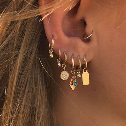 Fashion Women 7pcs/1set Earrings Stud BOHO Gold earrings Charm Girls Gift jewelry Evening Party Earring