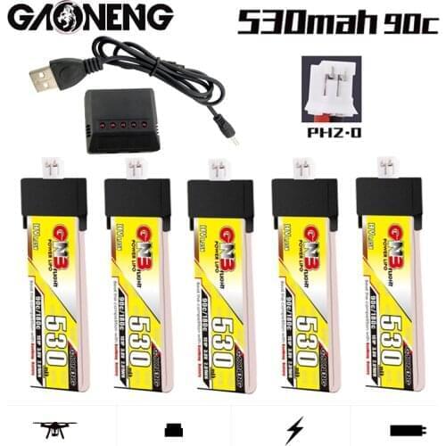 Gaoneng GNB 1S 3.8v 530mAh 90C/180C HV Lipo Battery With PH2.0 Plug For RC Quadcopter FPV Racing Drone Battery With Charger