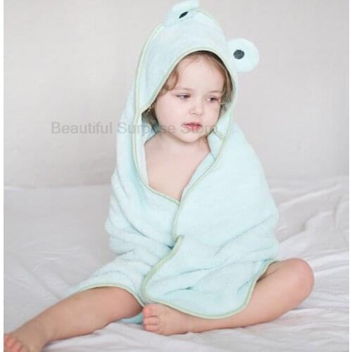 Cartoon Frog Hooded Bath Towels for Baby Infant Soft Warm Bathrobes Microfiber Cute Blankets Stuff Bebe Swaddle For 0-24M Baby
