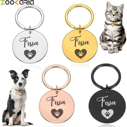 Anti-lost Personalized Pet IDTag Keychain Engraved Owner Information For Cat Puppy Dog Collar Tag Pendant Key Pets Accessories