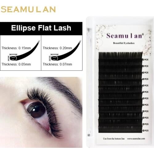 Ellipse Flat Lashes Soft Split-tips Fake Eyelash Extension Individual Eyelashes Nature Flat Ellipse Eyelashes Supplies Makeup