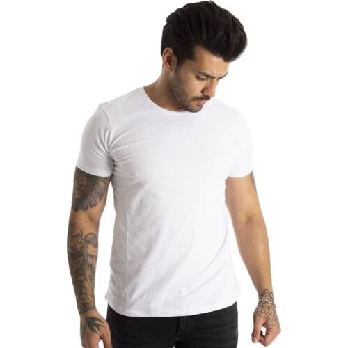 DeepSEA Male White O-Neck Basic T-Shirt 100 Cotton Slim Fit Lycra Short Sleeve GYM Running Slim Casual Party spring Summer 1801131