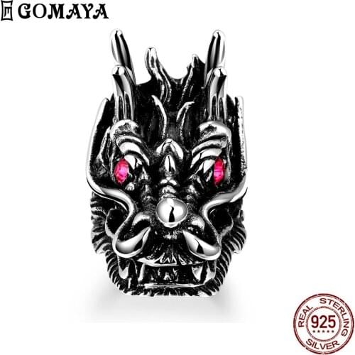 GOMAYA 316L Stainless Steel Animal Rings For Men Black Fashion Punk Neo-Gothic Vintage Ring Party Fine Jewelry New Arrival