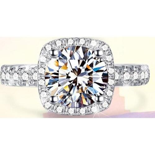 Real 925 Sterling Silver Rings Women Square New Original Design Luxury Multi-diamond Exquisite Engagement Wedding Dazzling Fine