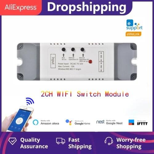 DC 7-32V 85-250V WiFi EWeLink Motor Controller For Smart Home Automation 2CH Relay Switch Work With Alexa Google Home/Nest