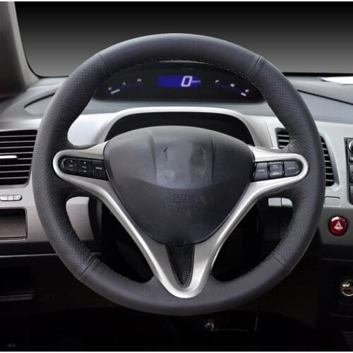 Leather Hand Sewing Car Steering Wheel Cover 38cm Accessories for honda civic G8 2006-2011 for Acura CSX 2006 2007 2008 2011