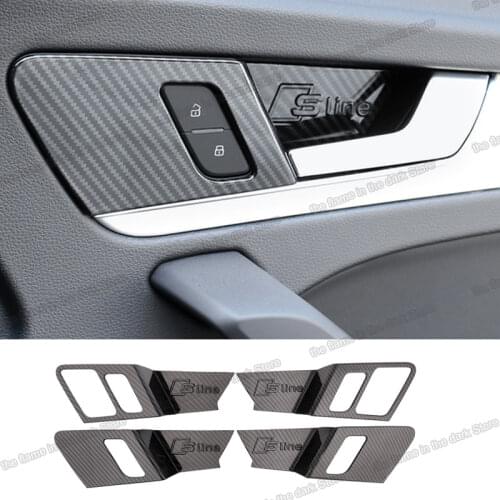 Lsrtw2017 Carbon Fiber Car Door Lock Button Cover Handle Trim for Audi Q5 2018 2019 2020 Accessories Auto Decoration