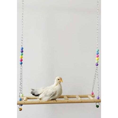 Chicken Ladder Swing Perch Wood Hanging Stand Handmade Coop Chicks Rooster Hens Chew Exercise Toys for Large Birds Macaws