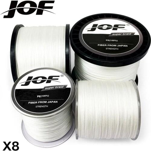 8 Strands 100M 300M 500M 1000M JOF PE White Braid Fishing Line Weave Superior Extreme Strong 100% SuperPower