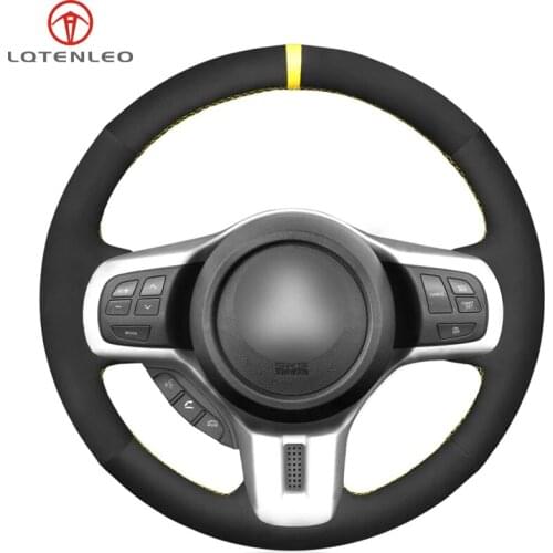 LQTENLEO Black Suede Hand-stitched Car Steering Wheel Cover For Mitsubishi Lancer 10 EVO Evolution 2008-2016 Outlander 2010