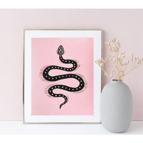 Peppermint the Snake Prints Watercolour Art Painting Picture Gallery Wall Print Modern Abstract Poster Living Room Wall Decor