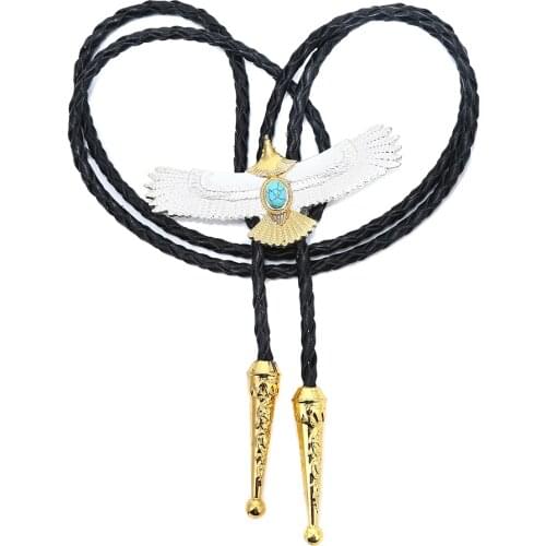 Natural Stone Eagle shape Bolo Tie For Man Western cowboy Necktie Distinguished Bow Tie Leather Collar Rope Ladies Accessories