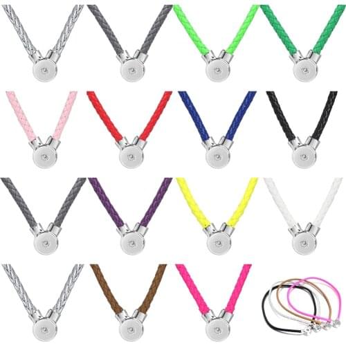 Newest Colorful Snap Jewelry PU Leather 18mm Snap Button Necklace for Women Magnet Clasp Snap Pendant Necklace Love Gift