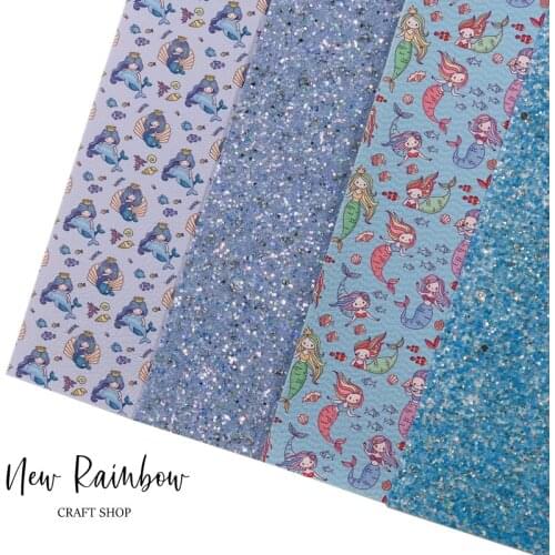 New Rainbow 22x30cm 3pcs/Lot Purple Leopard Crystal Chunky Glitter Leather Bundles For Bows, Crafts, Accessories, DIY