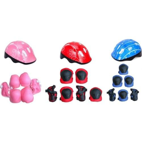 OCDAY 7PCS Childrens skating protection equipment set 1 helmet + 2 knee pads + 2 elbow pads + 2 hand pad skating equipment